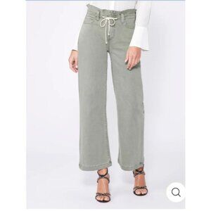 Paige Womens Carley with waistband tie vintage Smokey Green Demin Cropped ankle